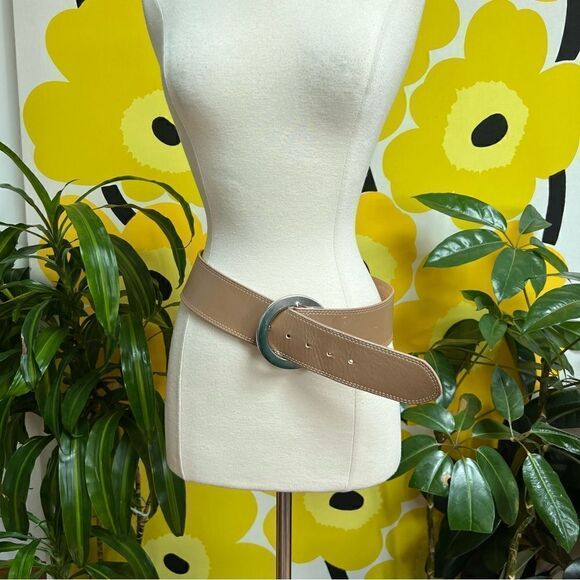 Large Vintage 1990s Chunky Oversized Buckle Genuine Leather Statement Belt main image 8
